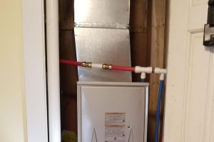 Home furnace with connected pipes