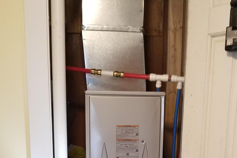 Home furnace with connected pipes